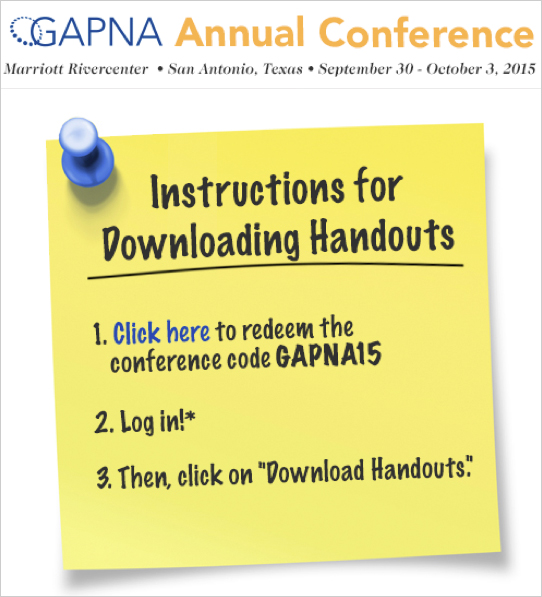GAPNA Conference Handouts Available Gerontological Advanced Practice