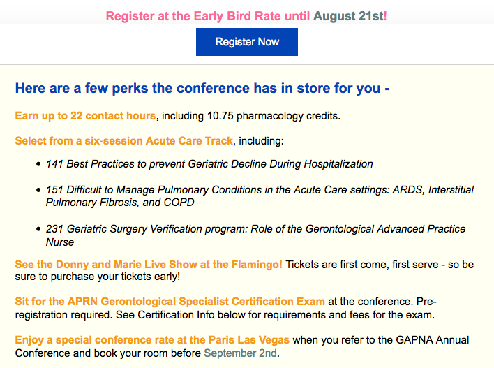 Here's What's Coming at the Annual GAPNA Conference Gerontological